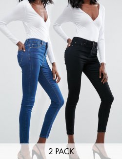 Изображение 2 джинсов скинни (черные синие) ASOS RIDLEY